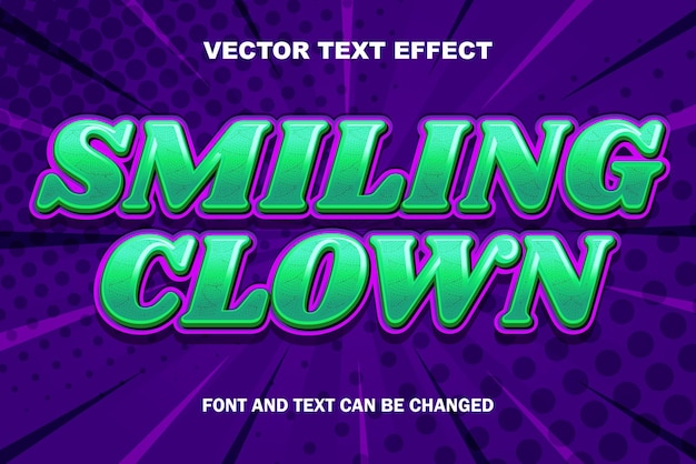 Smiling clown green purple 3d editable text effect font style template