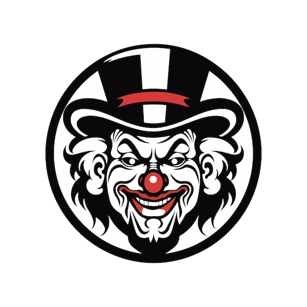 Vector smiling clown hand drawn logo design illustration