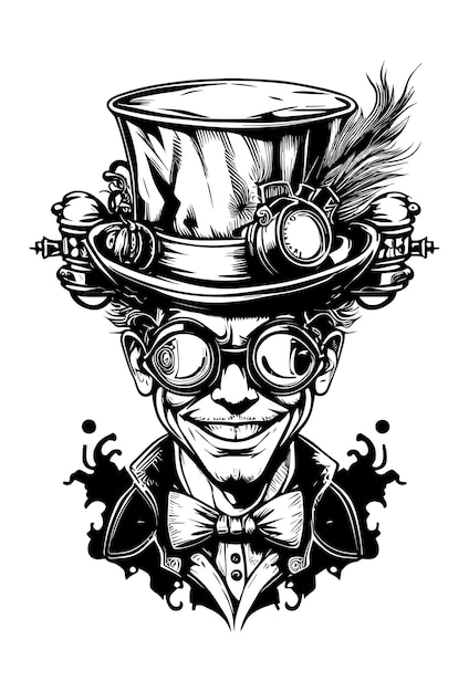 Vector smiling clown head wearing sunglass and hat