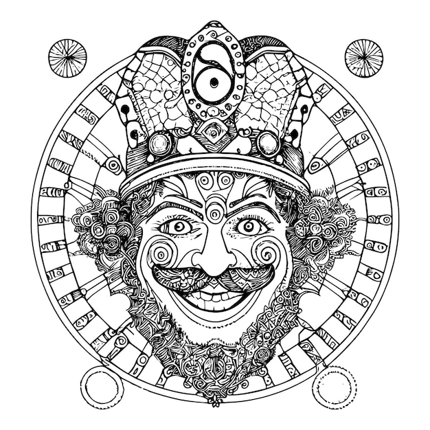 smiling clown illustration drawing white background