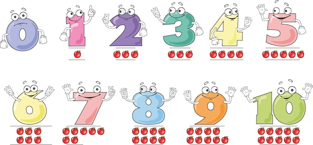 Vector smiling colored numbers 1