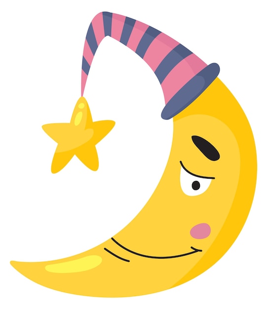 Smiling crescent character Cute kawaii night moon