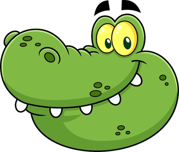 Smiling crocodile  face cartoon character. vector hand drawn illustration