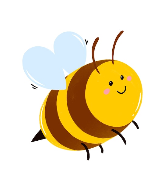 Smiling cute bee cartoon character vector illustration design