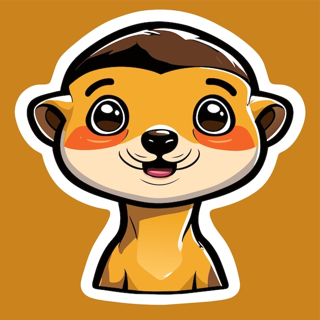 Smiling cute meerkat hand drawn cartoon sticker icon concept isolated illustration