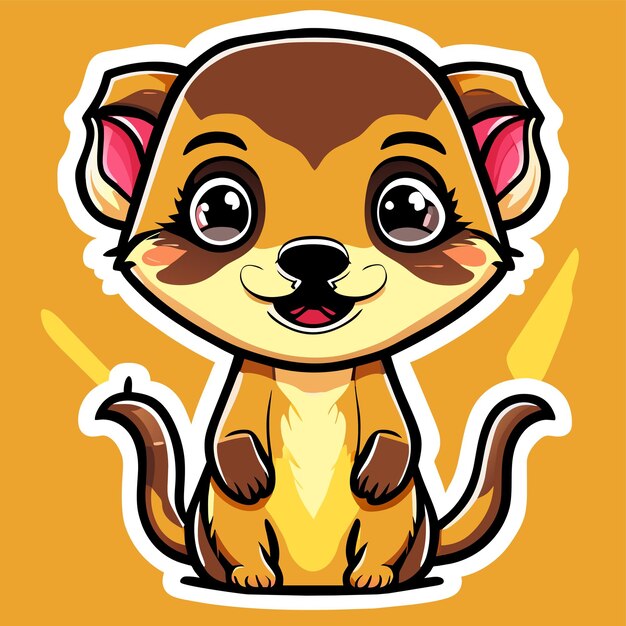 Smiling cute meerkat hand drawn cartoon sticker icon concept isolated illustration