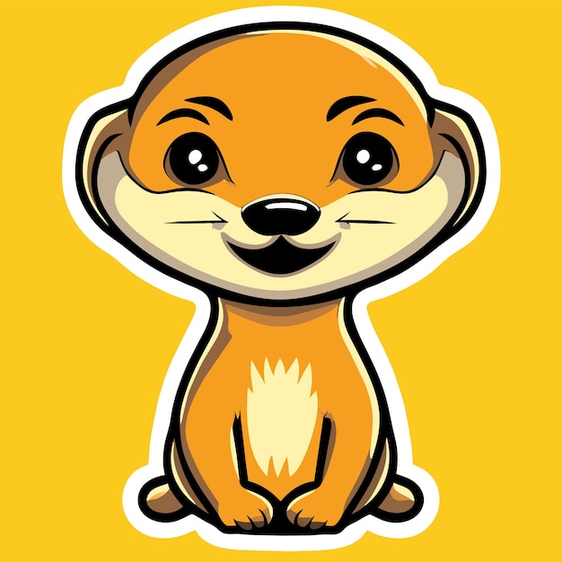 Smiling cute meerkat hand drawn cartoon sticker icon concept isolated illustration