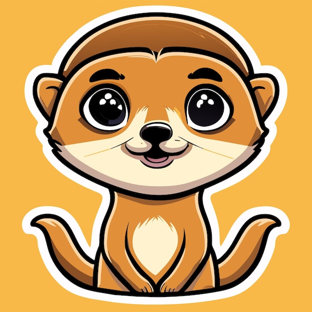 Smiling cute meerkat hand drawn cartoon sticker icon concept isolated illustration