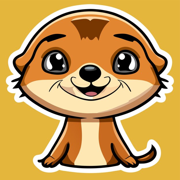 Smiling cute meerkat hand drawn cartoon sticker icon concept isolated illustration