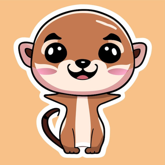 Smiling cute meerkat hand drawn cartoon sticker icon concept isolated illustration