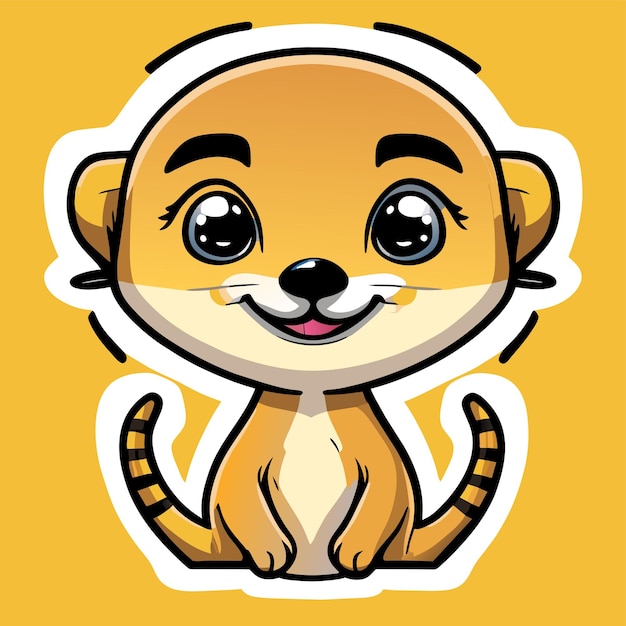 Smiling cute meerkat hand drawn cartoon sticker icon concept isolated illustration