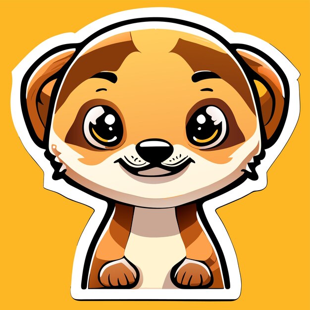 Smiling cute meerkat hand drawn cartoon sticker icon concept isolated illustration