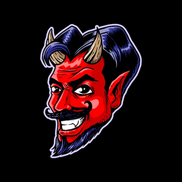 A smiling devil with its fangs illustration