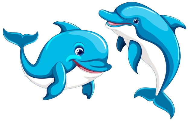 Vector smiling dolphin cartoon