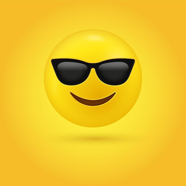 Faccia sorridente emoji con illustrazione di occhiali da sole