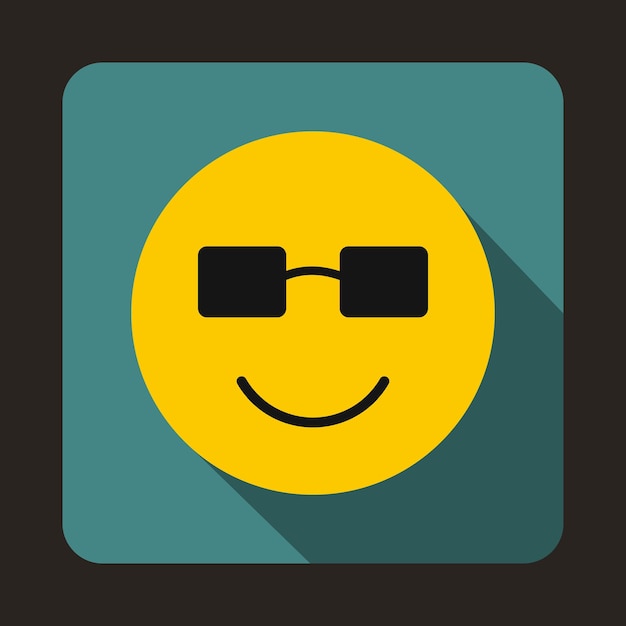 Vector smiling emoticon in sunglasses icon in flat style on a blue background