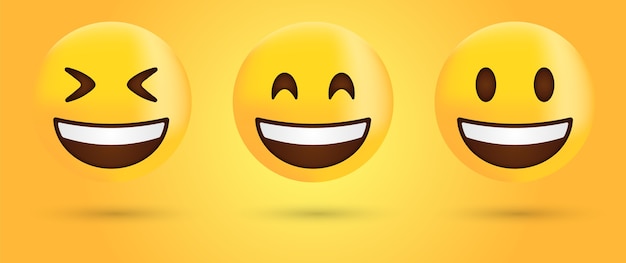 Smiling face emoji or happy laugh emoticon