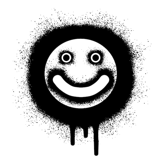Граффити с улыбающимся лицом с черной краской.