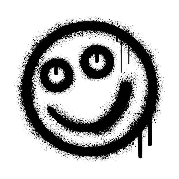 Smiling face emoticon graffiti with black spray paint