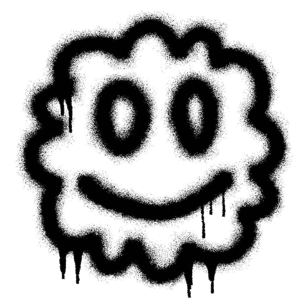 Smiling face emoticon graffiti with black spray paint