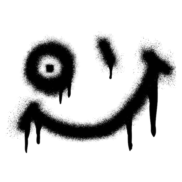 Smiling face emoticon  with black spray paint