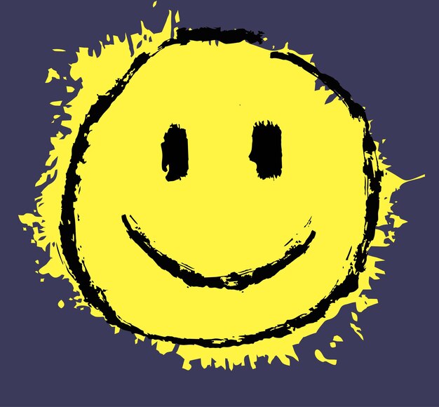 Vector the smiling face of graffiti spilled paint grunge style spray painted graffiti smiling face emoticon