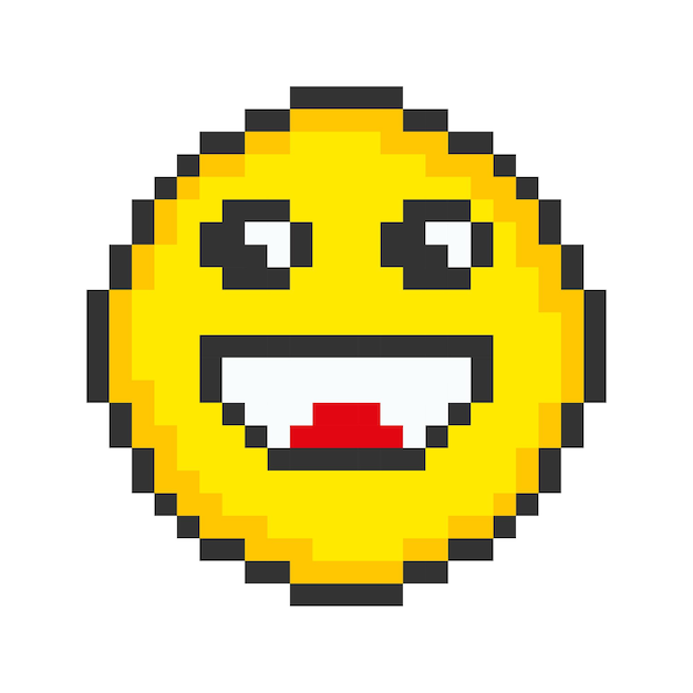 Smiling face icon Pixel art emoticons Vector illustration