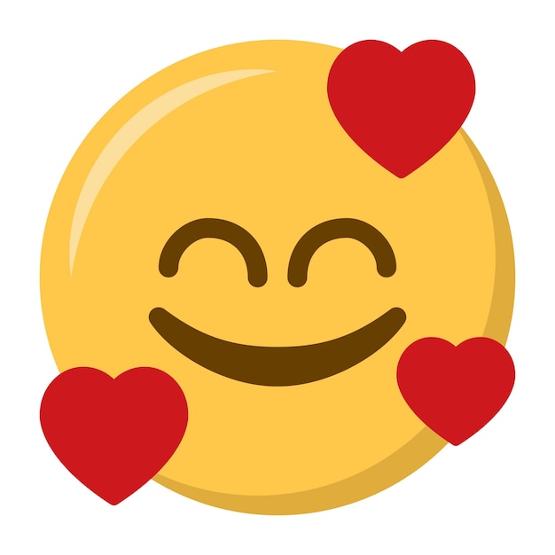 Vector smiling face with hearts emoji icon