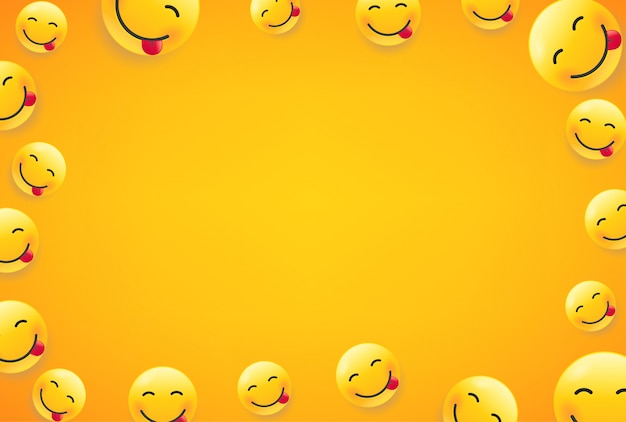 Vector smiling faces.   frame with copy space