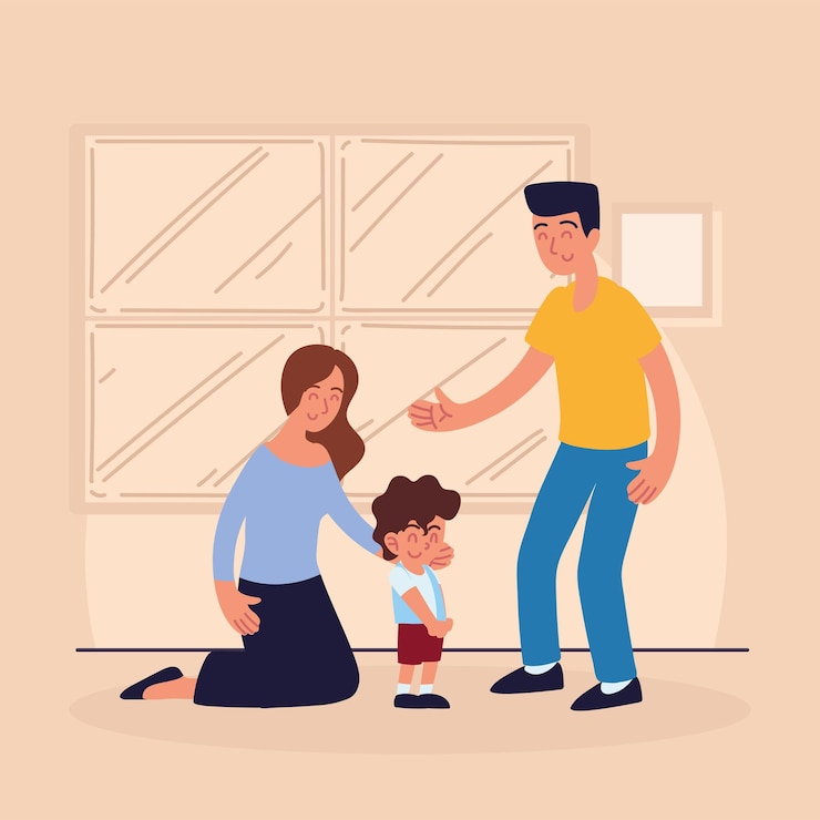 Vector smiling family adoption