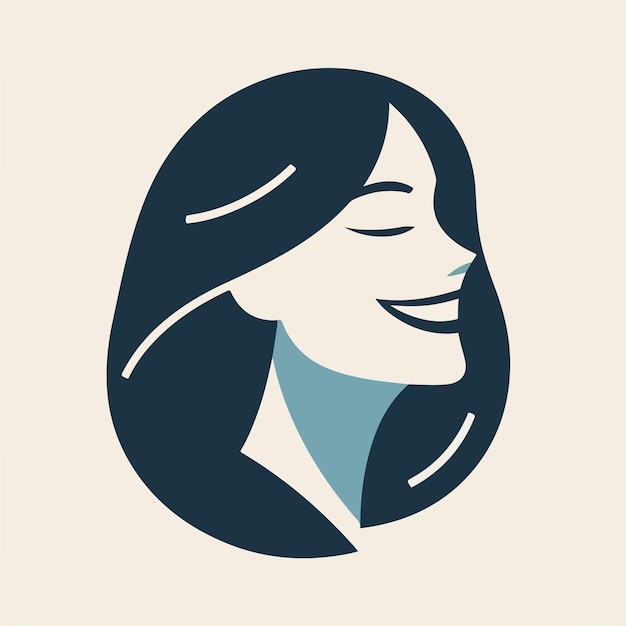 The smiling female character is designed using a simple flat design style With a combination of 2 c