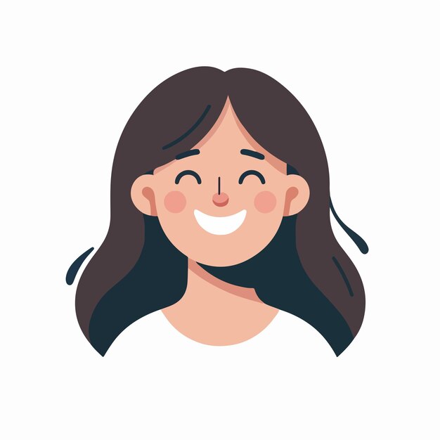 The smiling female character is designed using a simple flat design style With a combination of 2 c