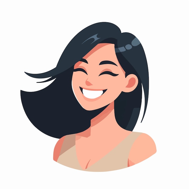 The smiling female character is designed using a simple flat design style With a combination of 2 c
