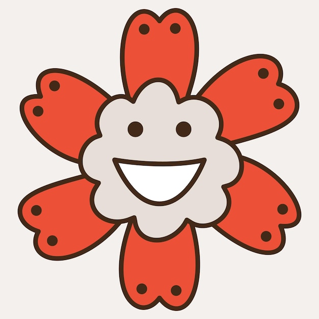 웃는 꽃 추상 인물 마스코트 디자인 재미있는 얼굴 귀여운 iconx9