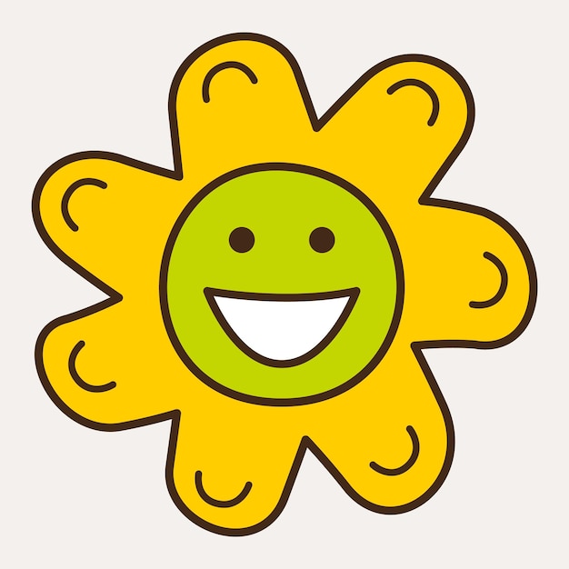 Vector smiling flower abstract personage mascot design funny face cute iconx9