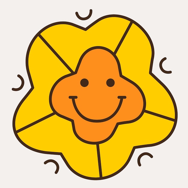 Smiling flower abstract personage mascot design funny face cute iconx9