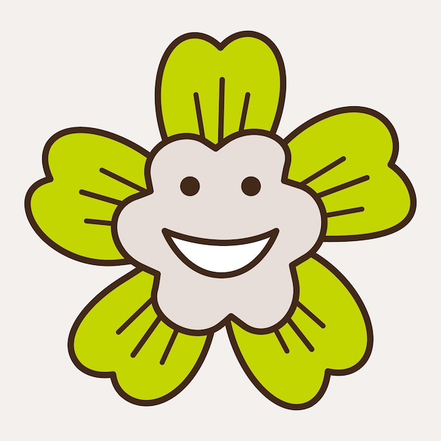 Smiling flower abstract personage mascot design funny face cute iconx9