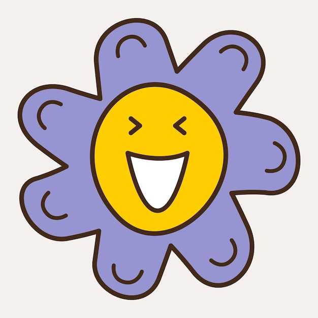 Vector smiling flower abstract personage mascot design funny face cute iconx9