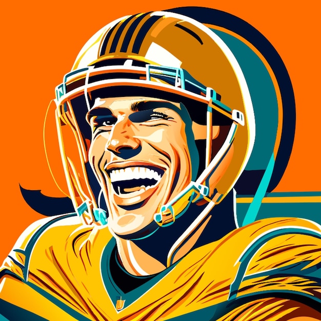 smiling football quarterback with a gap in his frontteeth vector illustration