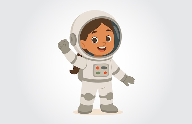 スペーススーツを着た笑顔の少女宇宙飛行士