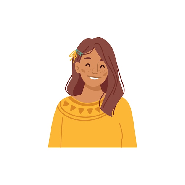 Vector smiling girl avatar portrait of smiling child