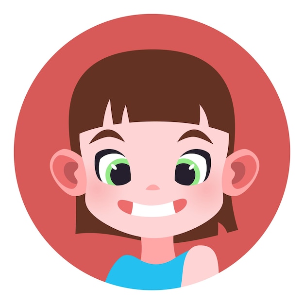 Ritratto sorridente della ragazza avatar del bambino per l'utente di fotoricettore