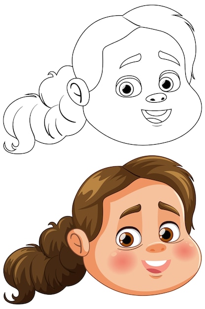 Smiling Girl Vector Illustration Process