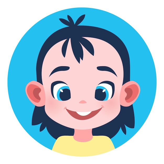 Vector smiling girl web avatar round portrait of child face