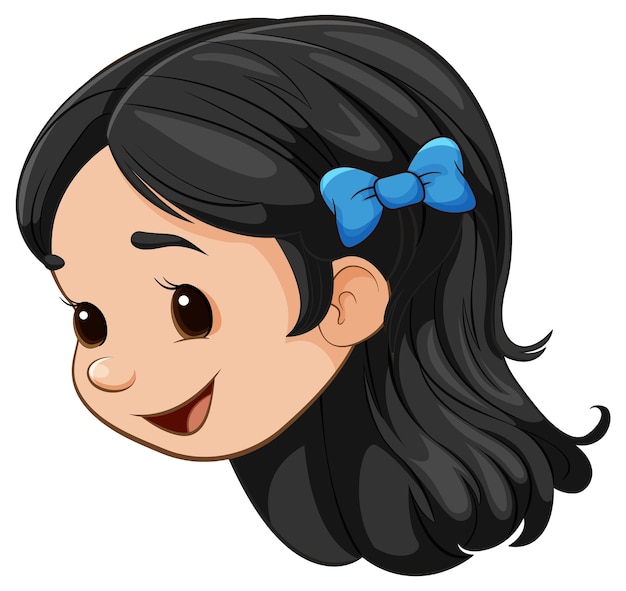 Vector smiling girl with ribbon in her hair