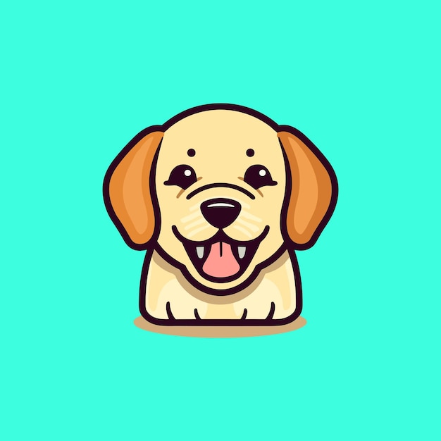 Smiling Golden Retriever on Turquoise Background