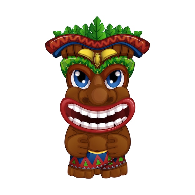 Totem tiki hawaiano sorridente.