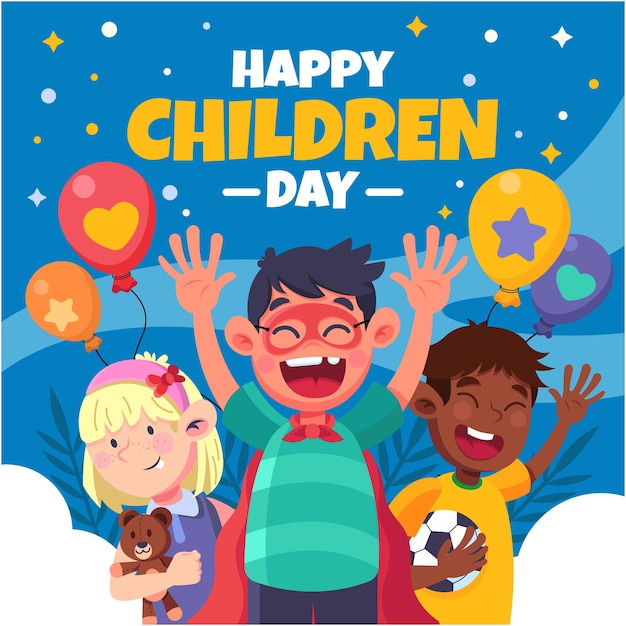 Vector smiling kids celebrating children day