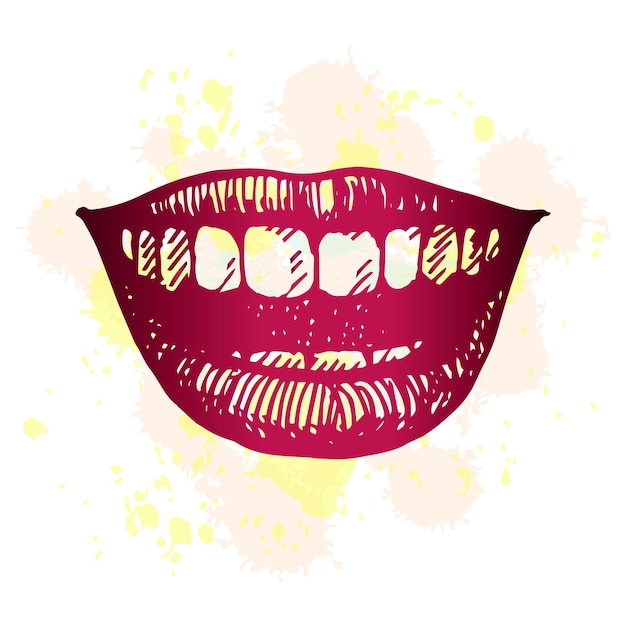 Vector smiling lip hand drawn illustration vector image