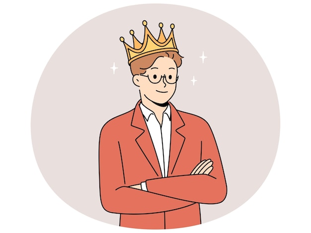 Smiling man in crown feel confident